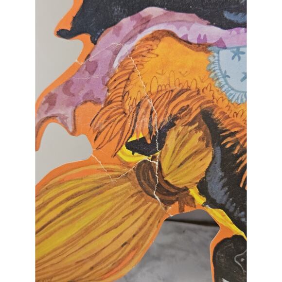 4 VTG KIRK Halloween Paper Die Cut Black Cat Tombstone Witch Werewolf Scarecrow - Picture 3 of 16